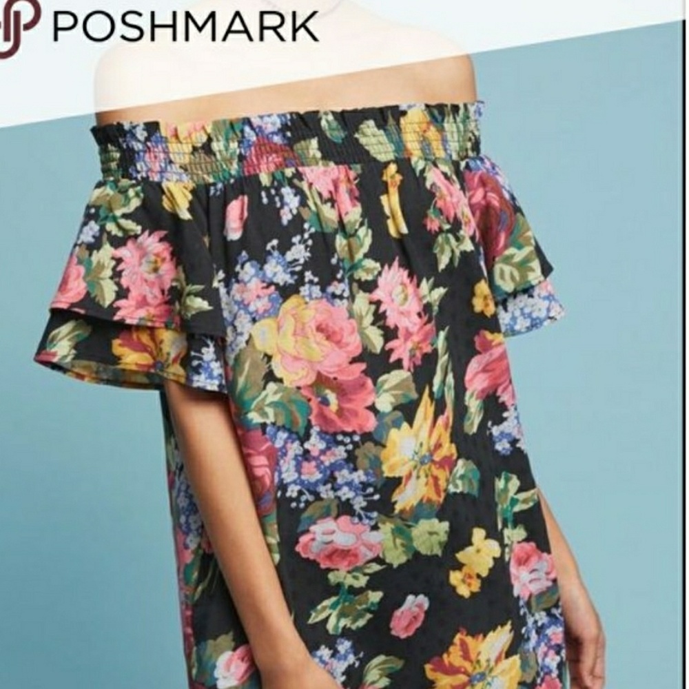 Anthropologie off shoulder flower dress